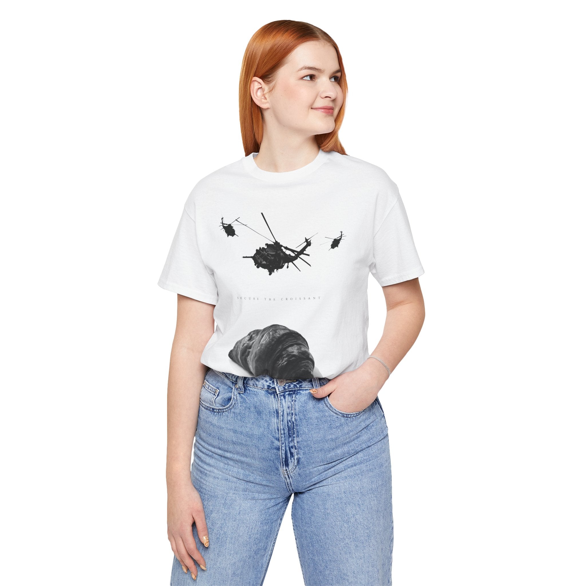 "SECURE" Helicopter Croissant Graphic Tee — Deep Lore Apparel